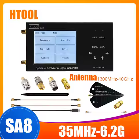HTOOL SA8 Spectrum Analyzer 6G Signal Generator 35M-6.2G Signal Source 1300MHz-10GHz Log Periodic An