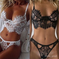 Black White  Women Lingerie Babydoll Underwear Sleepwear Nightwear Bra Set Gstring Panties Babydoll Women Lace Bra Sleep