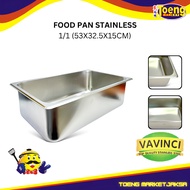 Gastronom Stainless 1/1 - Stainless Food Pan - Vegetable Container S/S AMERICAN 1/1 (53X32.5X15CM) G