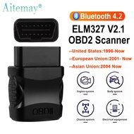 Aitemay động cơ xe hơi mã lỗi Reader V2.1 OBDII cho xe ô tô chẩn đoán lỗi ELM327 OBD2 Bluetooth 4.2