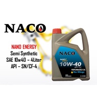 NACO - 10w40 4L Semi Synthetic Engine Oil API-SN/CF-4 Car Lubricant 10w-40 4Litre Minyak Hitam Enjin NANO ENERGY