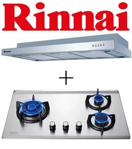 Rinnai RH-S239-SSR Stainless Steel Slimline Hood + RINNAI RB-73TS 3 BURNER HYPER FLAME STAINLESS STEEL BUILT-IN HOB