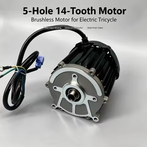 5 Hole 14 Tooth 48V 60V 500W-1000W Brushless Differential Motor Pure Copper Electric Tricycle E Rick