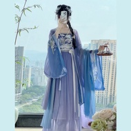 Women's Original Hanfu Waist Dress, Hanfu Printed Long Waist Dress