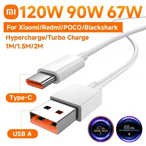 Xiaomi Original 120W 90W 67W 6A USB Type C Fast Turbo Charge Cable Xiaomi Mi 15S Pro 14 13 12 Redmi 