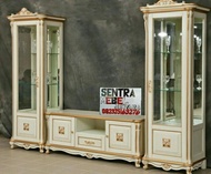 Bufet meja rak tv white gold