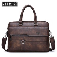 JEEP SPIRIT 1941 ESTD Mens Business Briefcase Leather High Quality Mens Office Bag Casual Suitable f