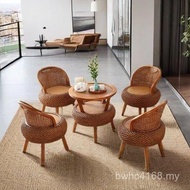 W & Backrest Chair Rattan Chair Narcissus Small Single Woven Simple Rattan Balcony Rattan Chair Thre