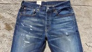 西方不敗全新絕版美國製Levi's 501 0401經典排釦直筒牛仔褲 破壞 補丁 縫補 Levis 布邊 皮標 W32