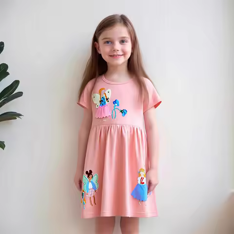 Little maven Girl Clothing 2026 Summer Kids Clothes Baby Children's Embroidered Cartoon Angels Casua