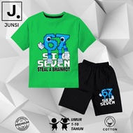 KATUN Anomali Six Seven 67 Brainrot Boys Girls Cotton T-Shirt Set Shorts