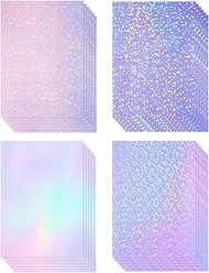 Nezyo 60 Sheet Holographic Laminate Sheet Clear Glitter A4 Size Vinyl Sticker Paper Holographic Over
