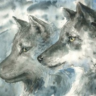 Cool wolf artwork hand painted Watercolor painting on paper