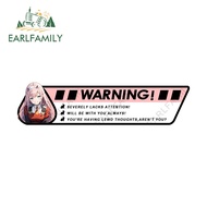 EARLFAMILY 13cm x 3.2cm Zero Two Car Stickers Anime Racing Accessories Personality Decal Suitcase Ca