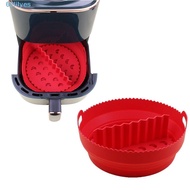 LILYES Air Fryer Baking Basket, Silicone Round Air Fryer Baking Pan, Household Foldable Heat Safe with Dividing Pad Air Fryer Baking Tray Oven