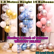 🔥SG LOCAL STOCK🔥Premium 180cm 19 Balloons Chrome Confetti Balloon Bouquet with Balloon Stand Standin