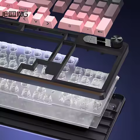 FURYCUBE IP98 Wired Game Membrane Keyboard RGB Translucent Character Intelligent Knob Mute PBT Keyca