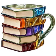 Coffee Cup 3D Painted Book Design Funny Cups Book Coffee Mug Library Style Desk Decoration Bookshelf
