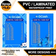 Price Rates Gcash Cash-In & Cash-Out Signages | A4 size or Tarpaulin Waterproof Print