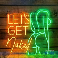 Let's Get Naked Neon Sign Body Neon Sign Bathroom Decor Custom Neon Sign Get Naked LED Neon Laundry 