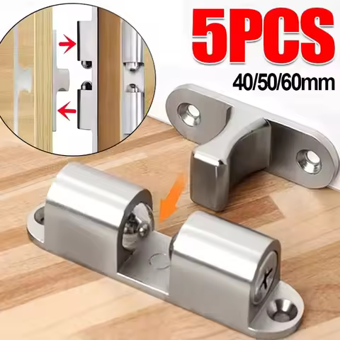 5/1pcs Furniture Door Ball Latch Brass Double Roller Spring Ball Catch Latches Cabinet Closet Door A