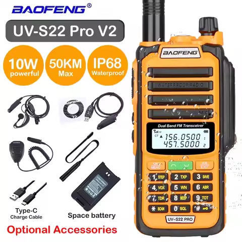 Baofeng UV-S22 PRO V2 IP68 Waterproof High Power Dual Band 136-174/400-520MHz Ham Radio S22 Upgraded