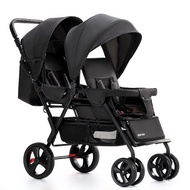 ‍🚢Twin Baby Stroller Lightweight Foldable Sitting and Lying Double Baby Stroller Front and Rear Seat Two-Child Stroller