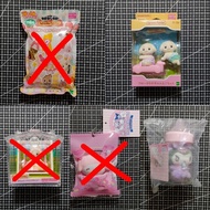SYLVANIAN FAMILIES [J&amp;T Only] SYLVANIAN Family SANRIO KUROMI MY MELODY BABY CAKE PARTY BLIND BAG FLORA RABBIT TWINS CAT ON SWING BABY CARRY CASE