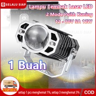 (dalam stok dikirim dari jakarta) Lampu Tembak Led Motor Kuning Putih 2 Mode 12V-80V 12W Waterproof