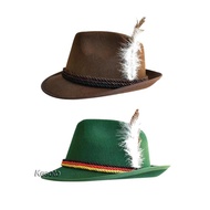 [Kesoto] Fedora Hat Jazz Hat Cap with Feather Classic  Hat Circumference 58cm Lightweight Costume Ac