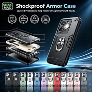 For Huawwei Y9Prime Y9 2029 Y7Pro Y6 2018 X9D X8D X7C Hard Shockproof Armor W/ Ring Metal Phone Case