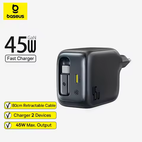 Baseus Enercore 45W PD Charger For iPhone 17 Samsung Galaxy Fast Charger GaN Charger USB C Charger P
