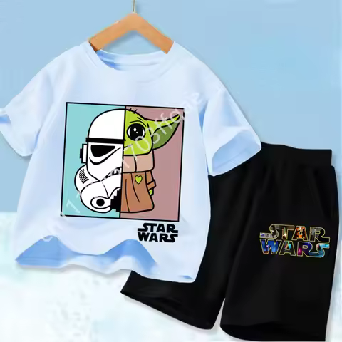 Star Wars Yoda Baby Yoda Print Kids T Shirt Set Casual Short Sleeve Tee Boys Girls Toddler 2026 Summ