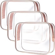 Clear Toiletry Bag, 3 Packs TSA Approved Water resistant Travel Organizer, Airport Airline Travel Es