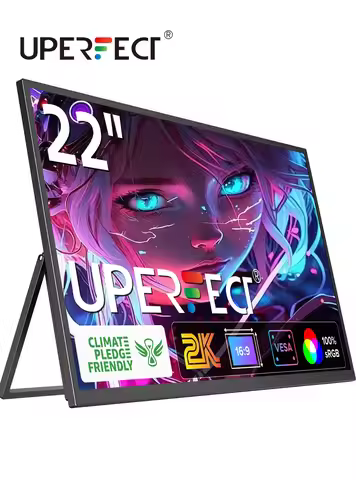 UPERFECT 22" 2K Portable Monitor w/VESA & 180°Adjustable Stand 2560 * 1440 QHD FreeSync IPS HDR Larg