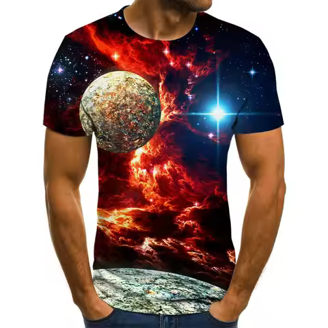 2021 New Starry Sky 3D Printed t shirt Men Summer Casual Man's T-shirt Tops Tees Funny tshirt Street