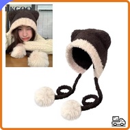 KKGOO Beanies Bear Hat, Thickened Bear Ear Ear Protection Hat, Cute Crochet Wool Warm Hat Autumn