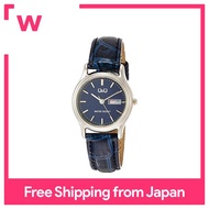 [Citizen Q &amp; Q] watch analog waterproof date day of the week leather belt A205-302 Ladies Navy