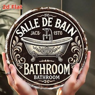 1pc Vintage Victoria Bathroom Sign - Retro French/English Bathroom Plaque With Bathtub And Claw Foot