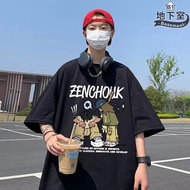 Basement B1-American Short-Sleeved Hong Kong Style Q-Version Character Printed Short-Sleeved Top Boy