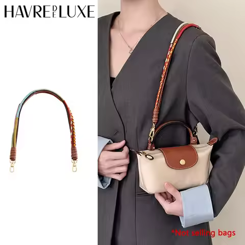Bag strap for longchamp mini bag underarm modification woven bohemia style shoulder strap bag access