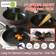 1 + 1 Livingart Diamond Coating Frying pan Wok / Powerful Durability / 5 layer Coated / Korea