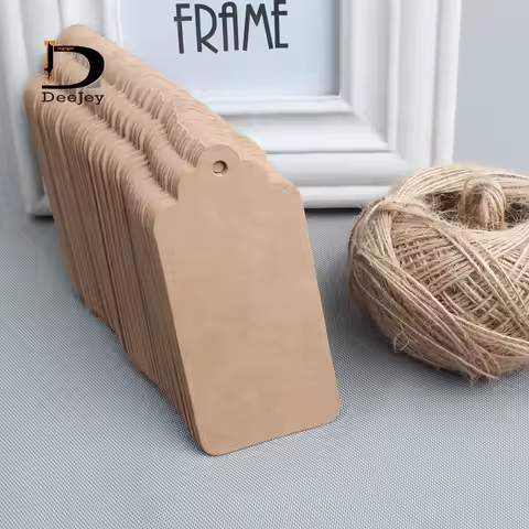 Wholesale 500pcs 4.5x9cm Blank price tag Kraft paper Gift tag with hemp cords DIY brown paper kraft 