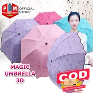 Payung Lipat 3D Magic ANTI UV Motif Berwarna Jika Basah Bonus Sarung Payung / Payung Mancing Lipat