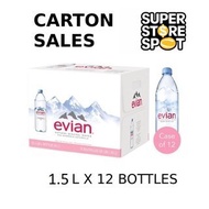 Evian Natural Mineral Water 1.5L bottle drinks (12 bottle per carton)
