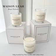 Maison Leah Candle hand-poured natural imported soy wax scented candle (100g glass jar with cotton wick lilin)