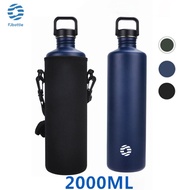 FJbottle Water Bottle 2000ml With Bag Tumbler Fitness Single Layer Stainless Steel Outdoor Sports