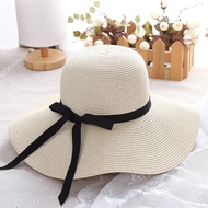 2018summer straw hat women big wide brim beach hat sun hat foldable sun block UV protection panama hat bone