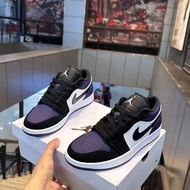 Pure Original AJ1Low Black Purple Toe Casual Sneakers Gray Black White Joe 1 Low-Top Men Women Coupl