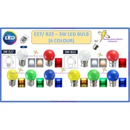 3W LED COLOUR BULB E27 B22 LED LIGHT BULB DECORATION ROUND